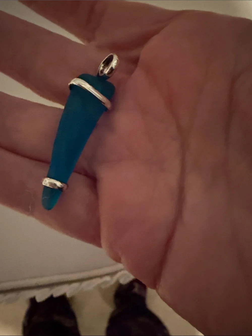 Sea Glass Pendant Set in Teal and Cobalt Blue - Picture 3 of 6